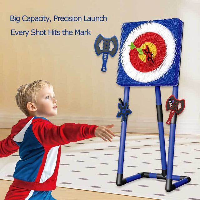 Axe Throwing Game for Backyard Fun,Safe Bristle Target with 4 Throwing Axes & 4 Throwing Stars,Yard & Outdoor Games for Kids and Family | Shinymarch