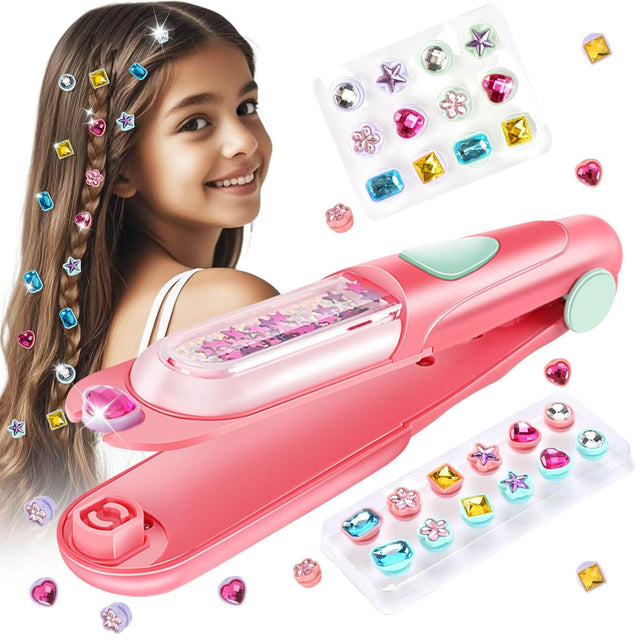 Hair Gem Stamper Kit, Bling Hair Jewels for Girls Toys, Hair Styling Tool with Reusable Shining Diamonds, Birthday Gifts Toys for Girls Ages 3 4 5 6 8-12 | Shinymarch