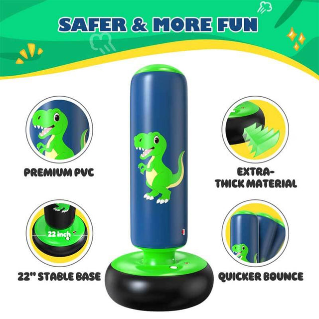Inflatable Punching Bag, 48 Inch Stable Inflatable Boxing Bag for 3-6 Kids,Dinosaur Toy & Gifts for Boys and Girls, Kids Boxing Set for Practicing Karate, Taekwondo | Shinymarch