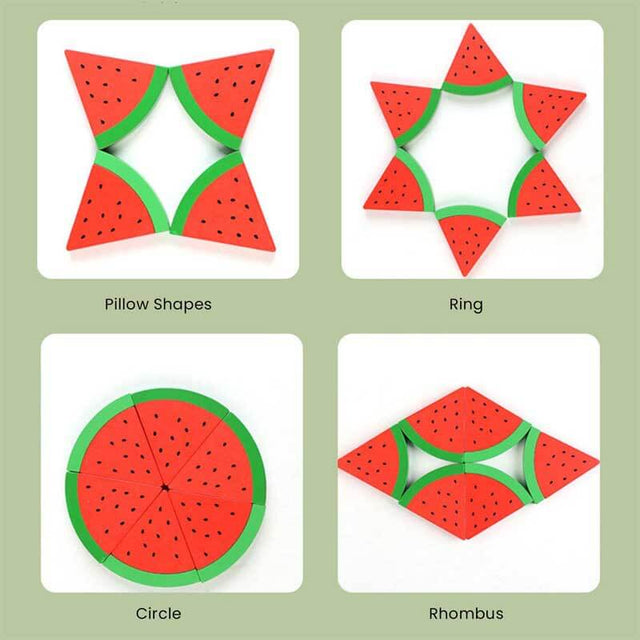 Wooden Play Food Kitchen Accessory, Watermelon Playset Toy, for Kids Role Play and Educational | Shinymarch