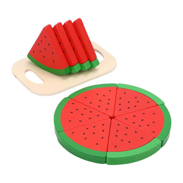 Wooden Play Food Kitchen Accessory, Watermelon Playset Toy, for Kids Role Play and Educational | Shinymarch