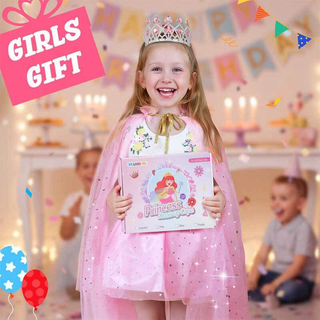 Princess Dress Up for Girls 3-8, Cape with Crown & Tutu, Birthday Gift for Toddler Girls, Pretend Play Toys for Kids | Shinymarch
