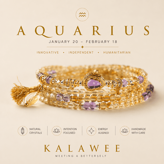 Natural Zodiac Crystal Bracelet Necklace | 12 Horoscope Birthstone Jewelry | Kalawee