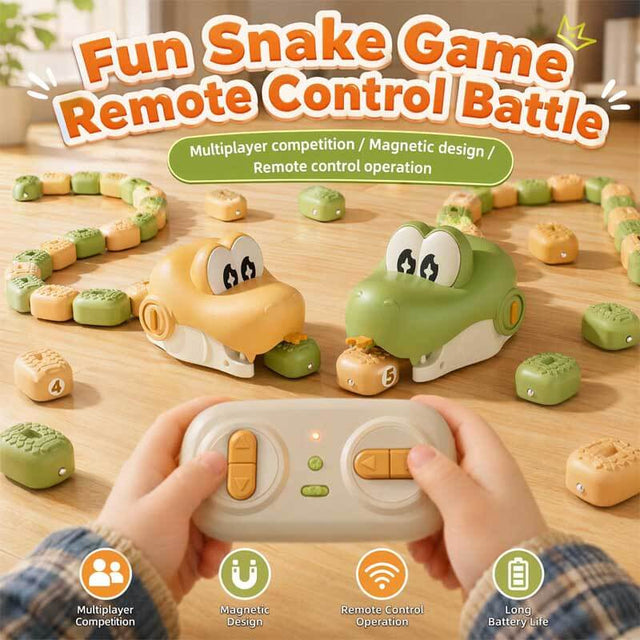 Magnetic Snake Game Toy Eating Itself, Remote Control Eating Snake Toys with Sound and Light, Interactive Parent-Child Competitive Game Race Car Toy for Kids Boys Girls | Shinymarch