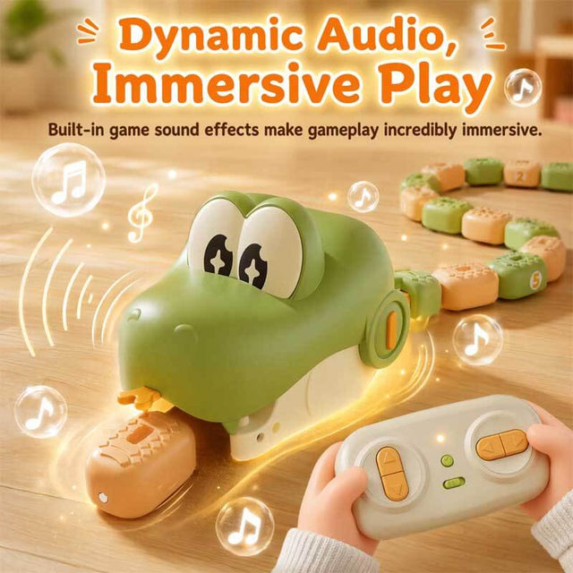 Magnetic Snake Game Toy Eating Itself, Remote Control Eating Snake Toys with Sound and Light, Interactive Parent-Child Competitive Game Race Car Toy for Kids Boys Girls | Shinymarch