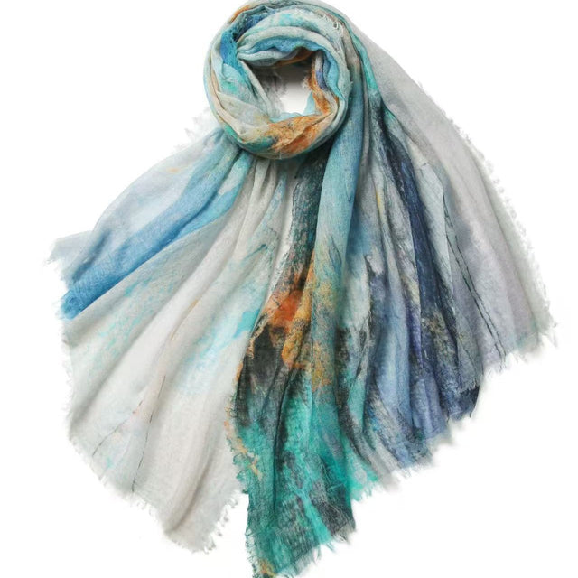 100% Ultra-Fine Cashmere Gradient Scarf Shawl – Lightweight Oversized Wrap for Year