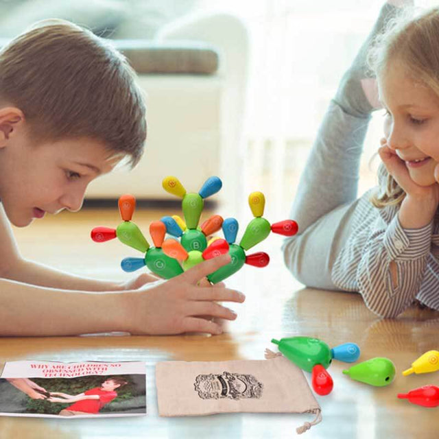 Wooden Stacking Rainbow Cactus Toy to Build and Stack Cactus Blocks to Balance Cactus Puzzle Fun Educational Activities for Children Aged 3-8 | Shinymarch®