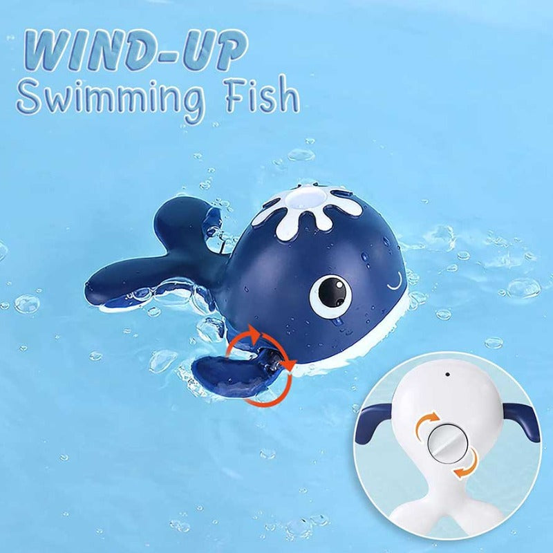 Baby Bath Fishing Toys Windup Swimming Whales Bathtub Toy Fishing Game, Water Tub Toys