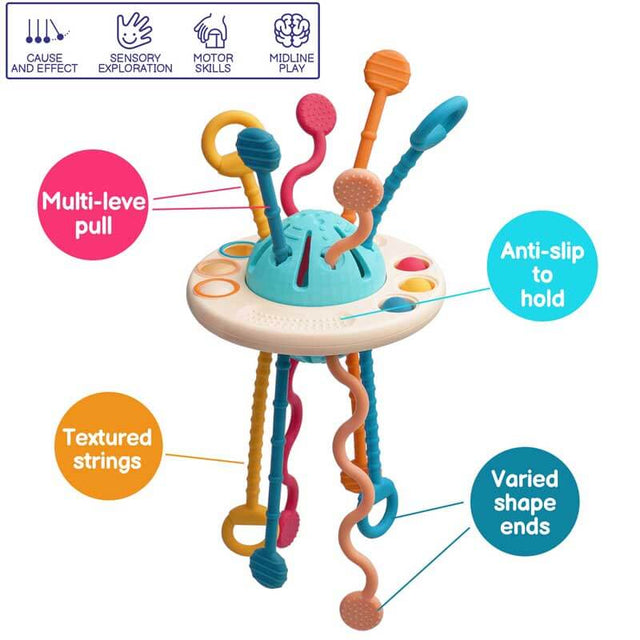 Baby Sensory Toys Funny Montessori Silicone Toys for Toddler - Fine Motor Skills Toys for Babies 6-12 Months,Early Educational Activity Toys for Infants Newborns | Shinymarch