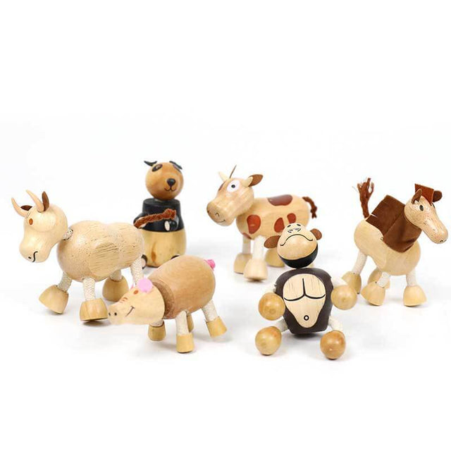 Figuras de juguete de animales de madera