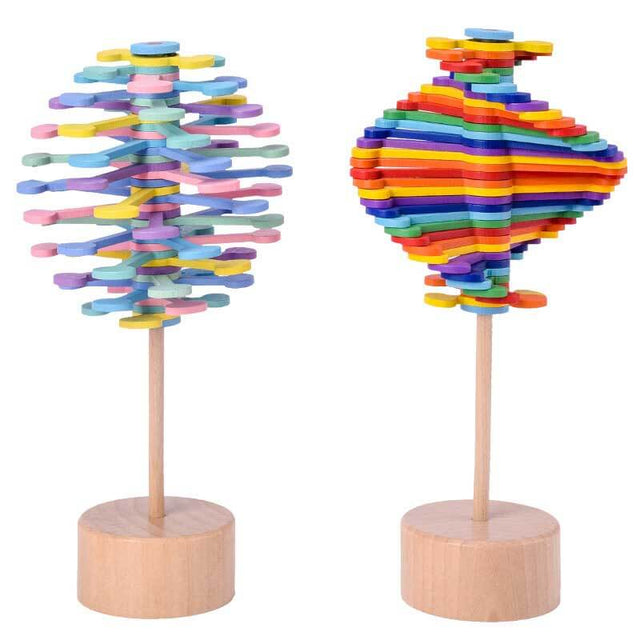 Wooden Spinning Stress Relif Lollipop, Decoration for Desk Top | Shinymarch