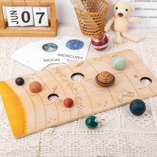 Handmade Wooden Universe, Solar System Awareness Model, STEM School Project Collection Educational Toy for Astrophile Kid Boy Girl 5 6 7 8 Year Old | Shinymarch
