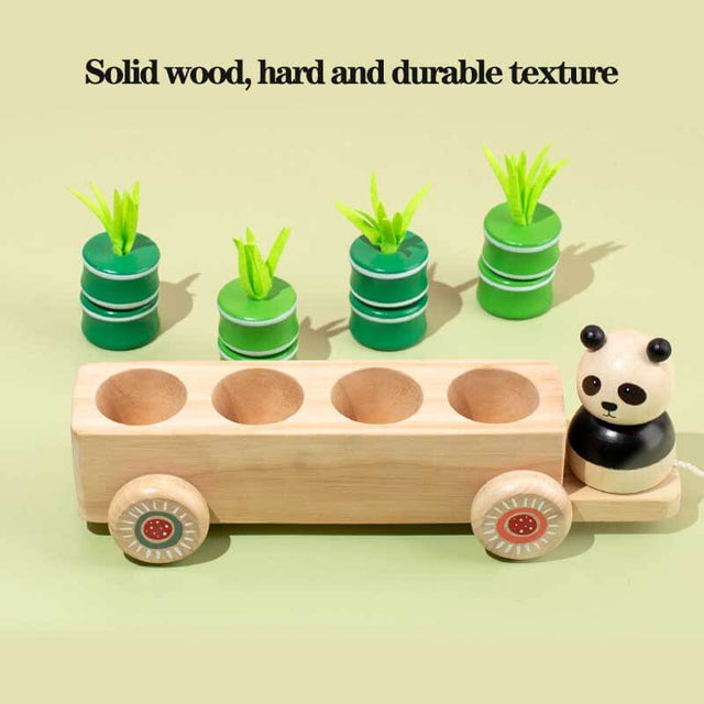 Multiple Function Vegetables and Fruits Harvest Wooden Montessori Toys, Carrot Pulling Rabbit Trailer | Shinymarch