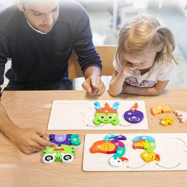 Wooden Little Animals Growing Puzzle for Kids between 1-4 years old | Shinymarch®