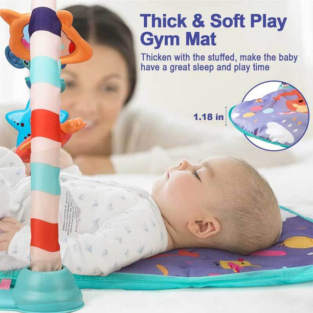 Baby Gym Play Mat, Kick and Play Piano Tummy Time Gym Mat, Musical Piano Activity Playmat for Baby Girl & Boy 0 to 3 6 9 12 Months, Baby Floor Mat Activity Center for Newborn Infant Toddler | Shinymarch