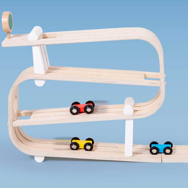 Car Ramp Toy for 1-3 Year Old Boy Gift, Car Race Track for Toddlers 1-3 with 4 Wooden Cars, Toddler Car Ramp Racer Montessori Toys | Shinymarch