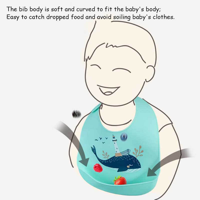 Silicone Baby Bibs, BPA Free Waterproof Soft Durable Adjustable Silicone Bibs for Babies & Toddlers | Shinymarch