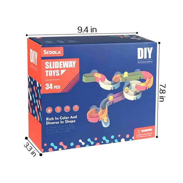 Wall Bathtub Toy Slide, 66 PCS Bathtub Toys for Preschool Child with Slide Duck, Mold Free Shower Water Toys with Suction Cups, Ideal Christmas Birthday Gift | Shinymarch