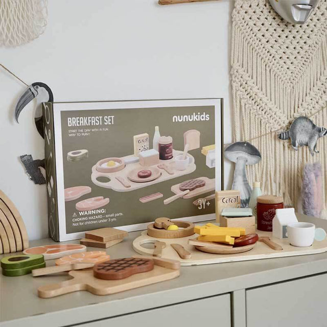 Wooden Steak and Bread Cutting Pretend Play Set | Shinymarch