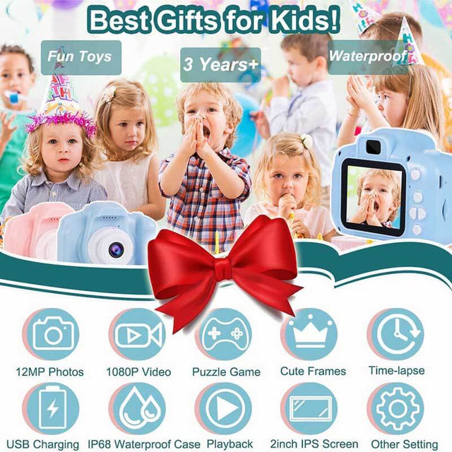 Underwater Kids Camera Toys for Kids 3-8 Boys Girls, Waterproof Kids Digital Camcorder Sports Video Camera, Toddler Kids Toys for 3 4 5 6 7 8 Year Old Birthday Gifts with 32GB SD Card | Shinymarch