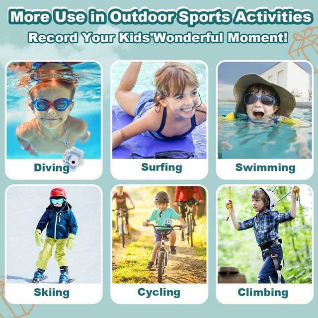 Underwater Kids Camera Toys for Kids 3-8 Boys Girls, Waterproof Kids Digital Camcorder Sports Video Camera, Toddler Kids Toys for 3 4 5 6 7 8 Year Old Birthday Gifts with 32GB SD Card | Shinymarch
