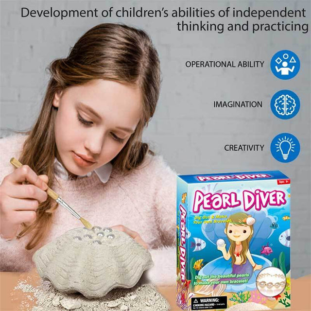 Pearl Excavation Kits, Dig Out & Make Your Own Bracelet with Beautiful Pearl ,Children's Popular Science Education Toys | Shinymarch