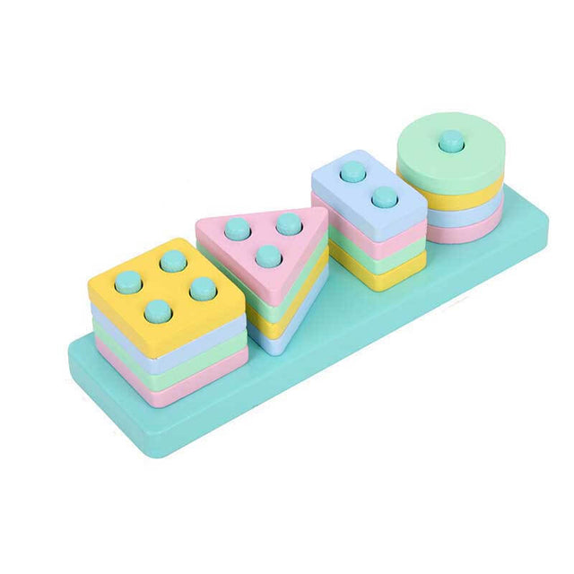 Montessori Toys for 1 to 3-Year-Old Boys Girls Toddlers, Wooden Sorting & Stacking Toys for Kids Preschool, Educational Toys, Color Recognition Stacker Shape Sorter, Learning Puzzles Gift | Shinymarch