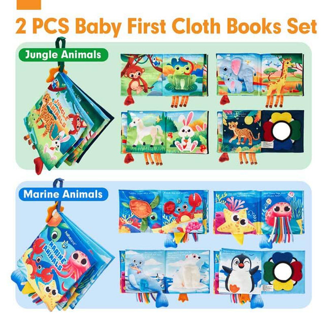 Baby Books 0-6 Months - 2PCS Baby Toys 6-12 Months+ Touch Feel Tummy Time Books, Baby Boy Gifts for Baby Shower,Christmas Stocking Stuffers,Learning Sensory Stroller Toys 0-3 4-6 Months Developmental | Shinymarch