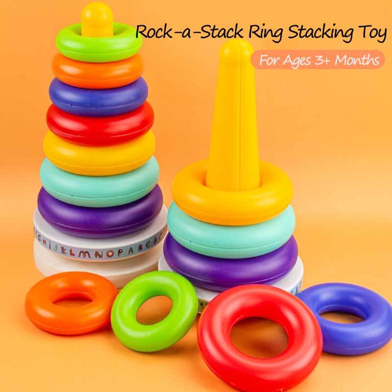 Stacks of Circles Stacking Ring STEM Learning Toy Age 3 Months Multi 9 Piece Set Shinymarch shinymarch