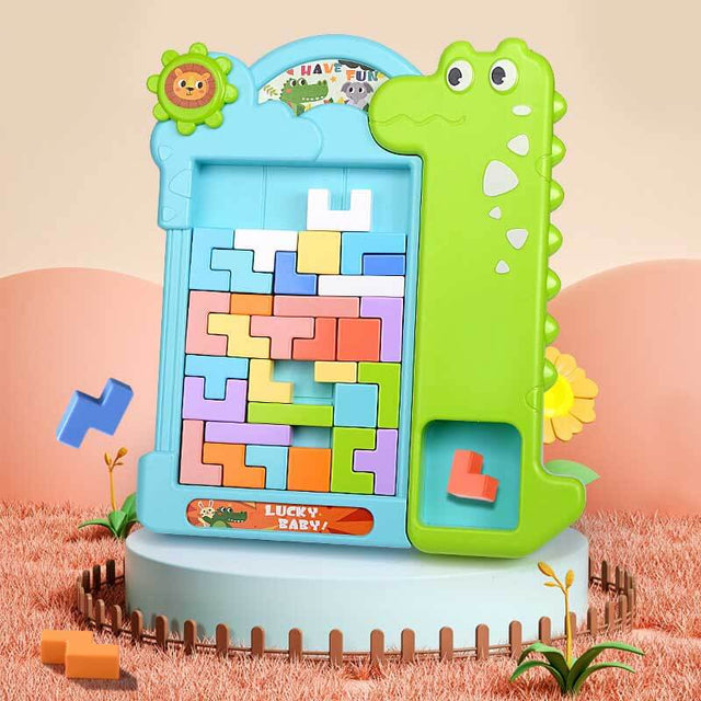 Wooden Blocks Puzzle Brain Teasers Toy Tangram Jigsaw Intelligence Colorful 3D Tetris Blocks Game STEM Montessori Educational Gift for Kids | Shinymarch