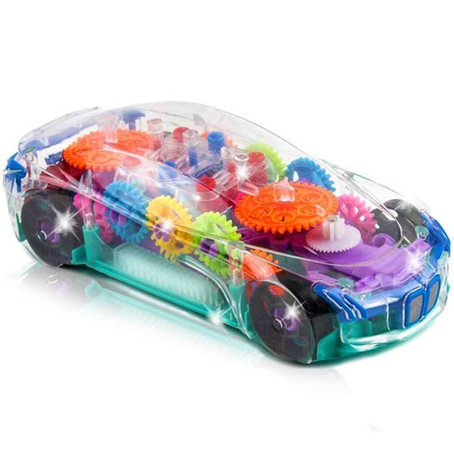 Light Up Transparent Car Toy for Kids, 1PC, Bump and Go Toy Car with Colorful Moving Gears, Music, and LED Effects, Fun Educational Toy for Kids, Great Birthday Gift Idea | Shinymarch