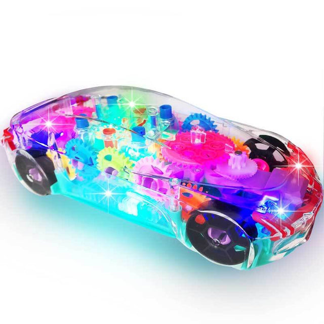 Light Up Transparent Car Toy for Kids, 1PC, Bump and Go Toy Car with Colorful Moving Gears, Music, and LED Effects, Fun Educational Toy for Kids, Great Birthday Gift Idea | Shinymarch