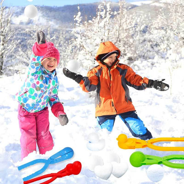 4 Pack Snowball Maker Snow Ball Toys Games with Handle for Kids Outdoor Indoor Winter Snowball Fight Maker Tool Clip with Drawstring Bag | Shinymarch