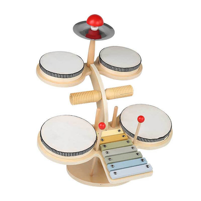 Baby Musical Instruments, Wooden Percussion Instruments for Kids Drum Set Xylophone, Montessori Preschool Educational Toddler Musical Toys, Gifts for Girls Boys | Shinymarch