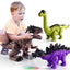 3 Pack Electric Walking Dinosaur Toys for Toddlers 2-4 3-5 Years with Roar Sounds and Lights Up, Realistic Robot T-Rex, Brachiosaurus, Stegosaurus Dinosaur Figures for Kids | Shinymarch