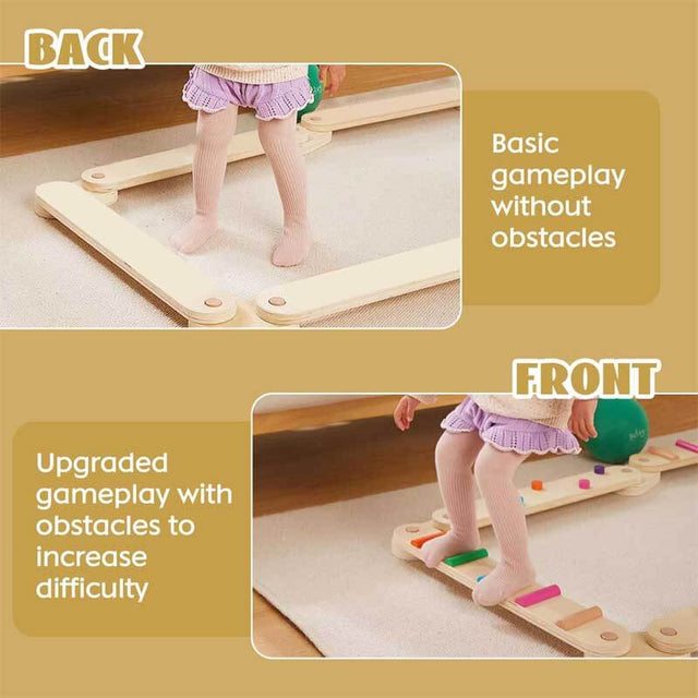 Wooden Balance Beam for Kids 3-5 Toddler Montessori Balance Beam Indoor Outdoor Kids Balance Stepping Stones Coordination and Stability Exercise | Shinymarch