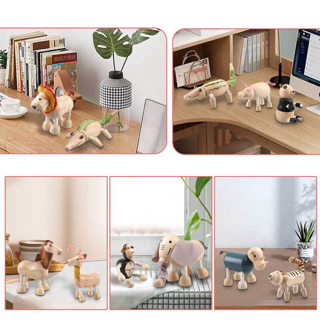 18PCS Bendable Wooden Animal Toys, Fun and Posable Animal Toys Figures for Early Education, Wood Toy for Kids, Smooth Natural Wood, Wood Animal Learning Toy for Children | Shinymarch