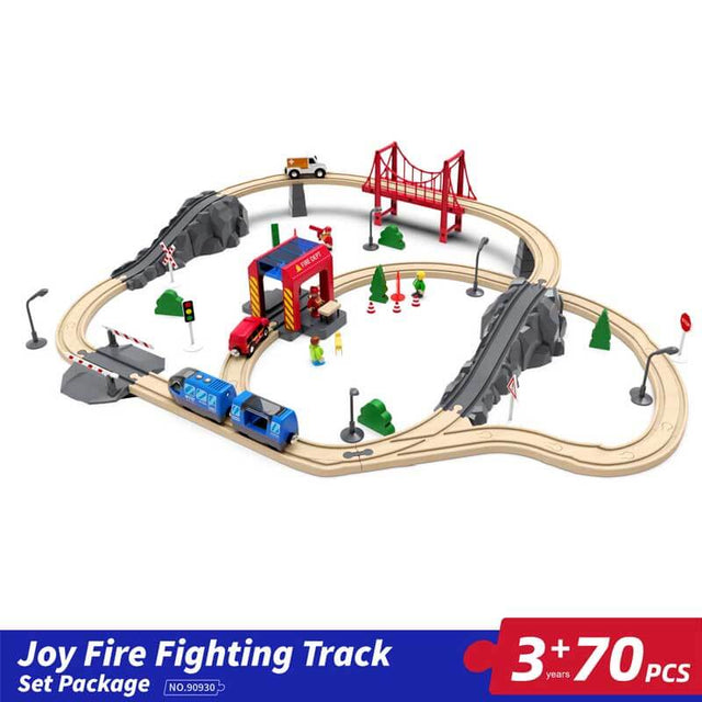 Shinymarch® Wooden Train Set, Wooden Train Set with Battery Operated Train & Wooden Tracks -fits Thomas, fits Brio, fits Chuggington, fits Melissa and Other Major Brands- Kids Toys for 3+ Years Old Boys & Girls | Shinymarch