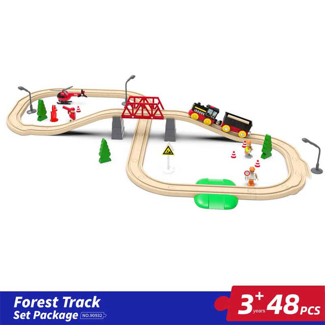 Shinymarch® Wooden Train Set, Wooden Train Set with Battery Operated Train & Wooden Tracks -fits Thomas, fits Brio, fits Chuggington, fits Melissa and Other Major Brands- Kids Toys for 3+ Years Old Boys & Girls | Shinymarch