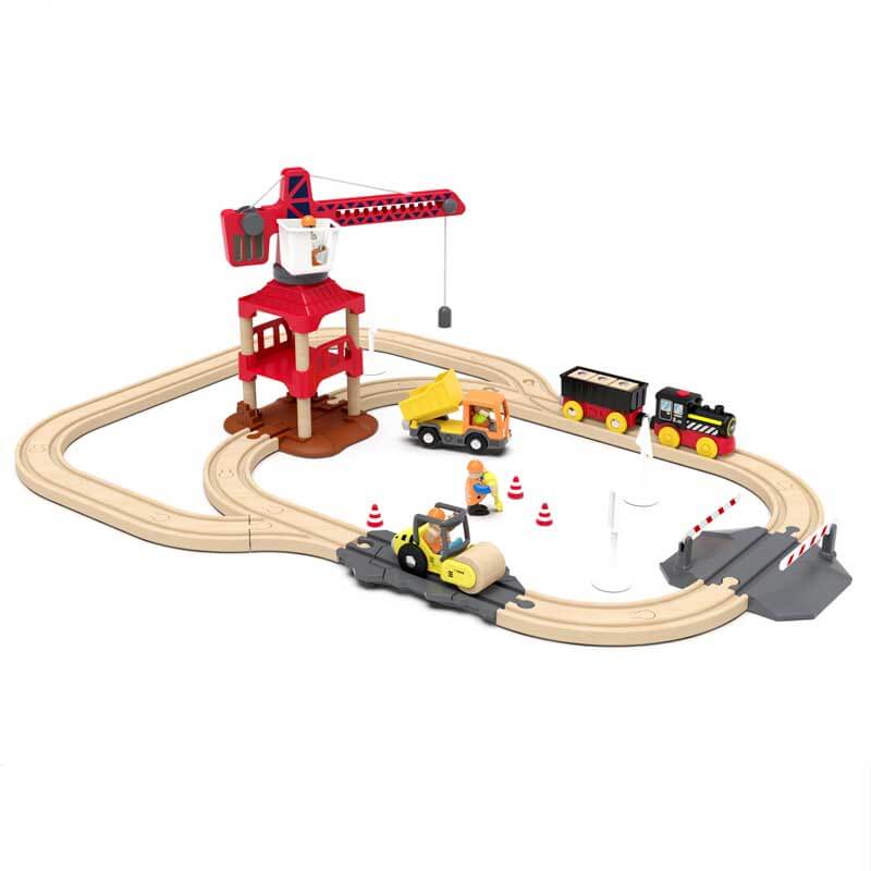 Wooden train set with best sale battery train