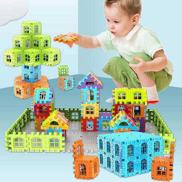 Waffle Interlocking Building Blocks with Storage Container for Kids & Toddlers | Shinymarch®