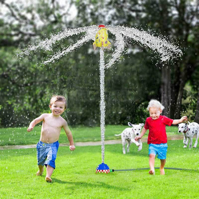 Sprinkler for Kids - Water Toys for Kids - Kids Sprinkler Rocket Launcher, Attaches to Garden Hose Splashing Fun Toys for 3 4 5 6 7 8 Year Old Boys Girls Holiday & Birthday Gift | Shinymarch