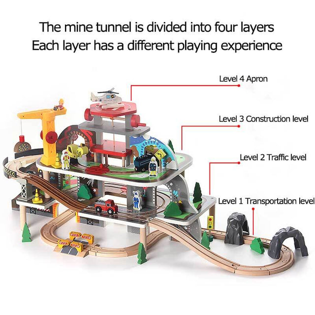 Shinymarch® Wooden Simulation Mine Track, Train Set for Kids | Shinymarch