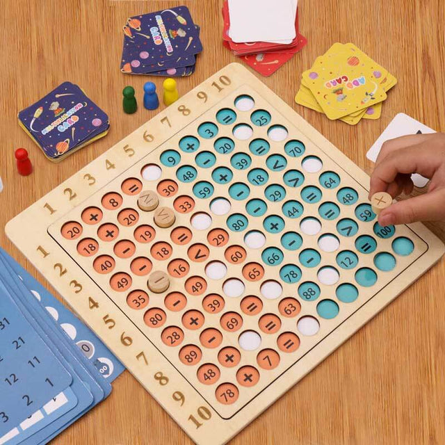 Wooden Math Multiplication and Addition Board-Upgrade Educational Wooden Montessori Multiplication and Addition Board Game for Toddlers Kids Above Aged 3 Years Old | Shinymarch