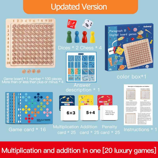 Wooden Math Multiplication and Addition Board-Upgrade Educational Wooden Montessori Multiplication and Addition Board Game for Toddlers Kids Above Aged 3 Years Old | Shinymarch