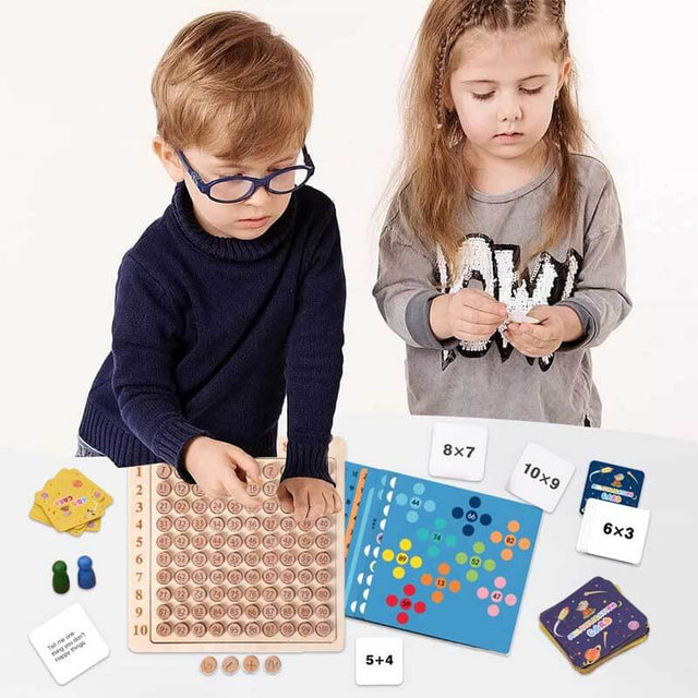 Wooden Math Multiplication and Addition Board-Upgrade Educational Wooden Montessori Multiplication and Addition Board Game for Toddlers Kids Above Aged 3 Years Old | Shinymarch