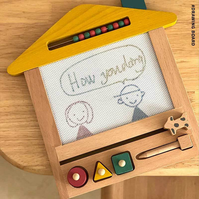 Wooden Magnetic Drawing Board Toy for Toddler,Erasable Writing Sketch  Colorful Pad Area Educational Learning Toy for Kid with Three Stamps and a  Pen