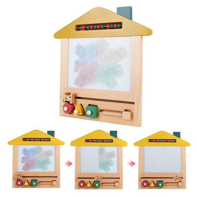 Wooden Magnetic Drawing Board Toy for Toddler,Erasable Writing Sketch Colorful Pad Area Educational Learning Toy for Kid with Three Stamps and a Pen | Shinymarch