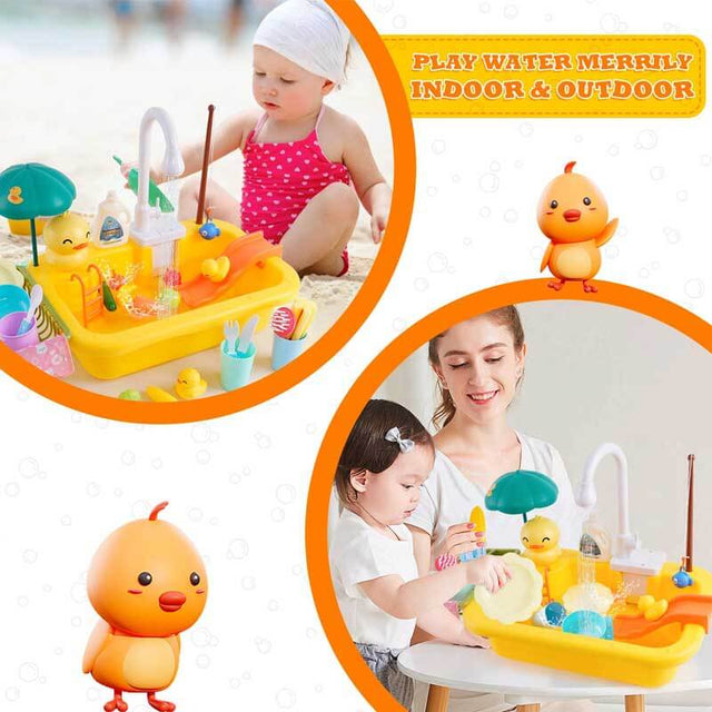 Play Sink with Running Water, Kitchen Sink Toys Play Kitchen Toy Accessories, Pool Floating Fishing Toys for Water Play, Kids Role Play Dishwasher Toy | Shinymarch