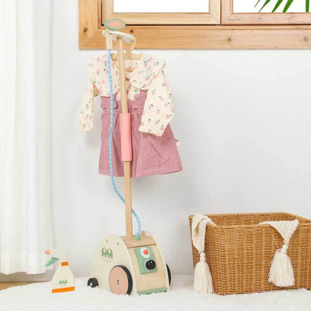 Wooden Ironing Pretend PlaySet with Iron, Hangers, Spray Bottle for Kids | Shinymarch